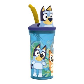 Trinkbecher mit Strohhalm und 3D-Figur, 360 ml