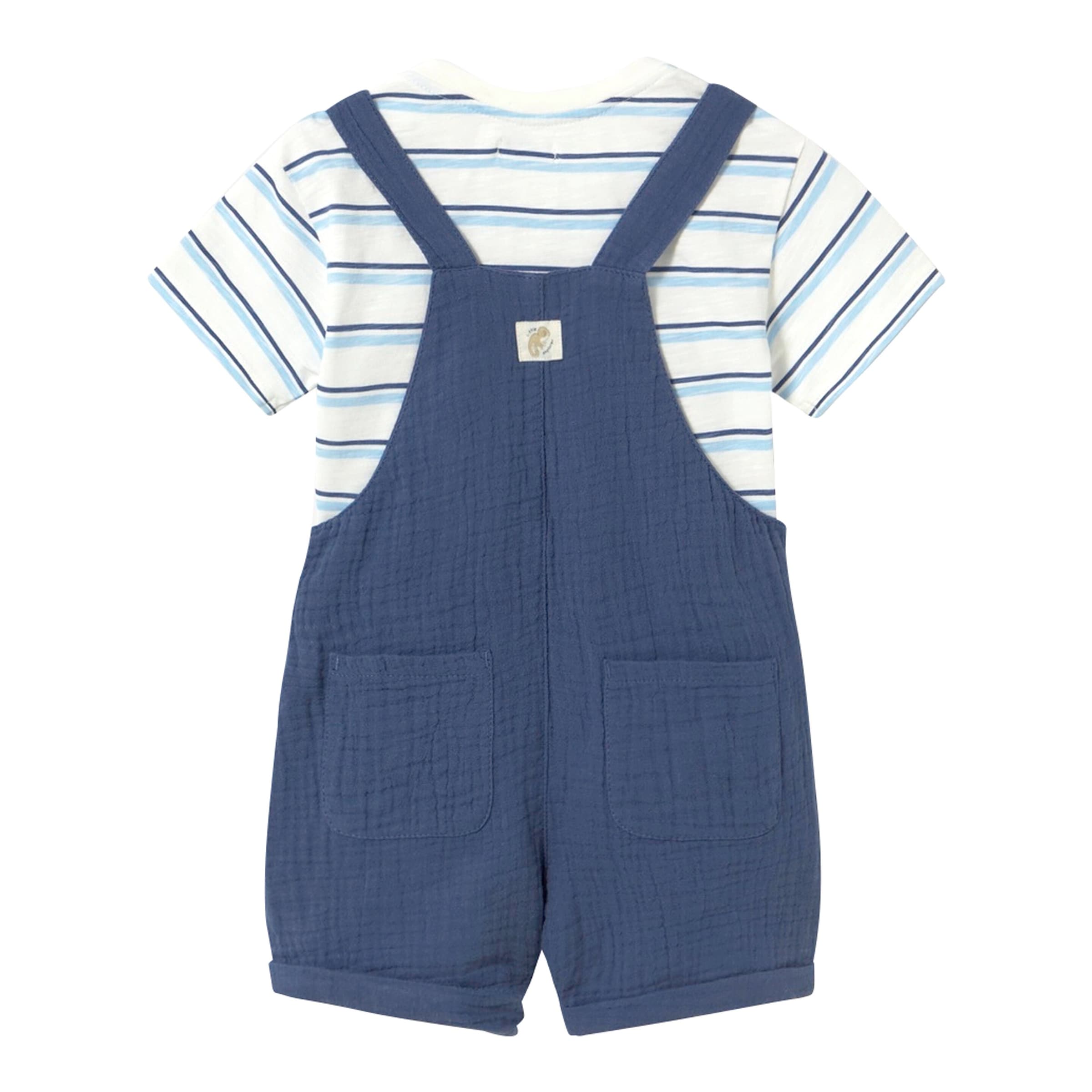 Mayoral 2-tlg. Set T-Shirt und Musselin-Latzhose Ringel