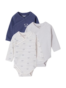 3er-Pack Baby Wickelbodys Bär mit langen Ärmeln Bio-Baumwolle