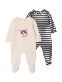 Baby Strampler 2er-Pack mit Rückenöffnung