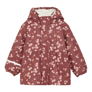 Regenjacke mit abnehmbarer Kapuze Blumen gefüttert