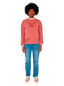 Umstands-Sweatshirt mit Spitzenkragen und Flockprint