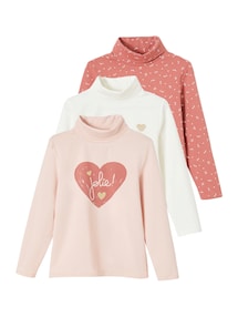 3er-Pack Mädchen Rollkragenshirts BASIC