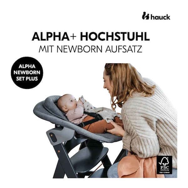 Hauck - Hochstuhl Alpha + inkl. Newborn Set Plus