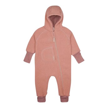 Wollwalk-Overall mit Kapuze und Klappbündchen
