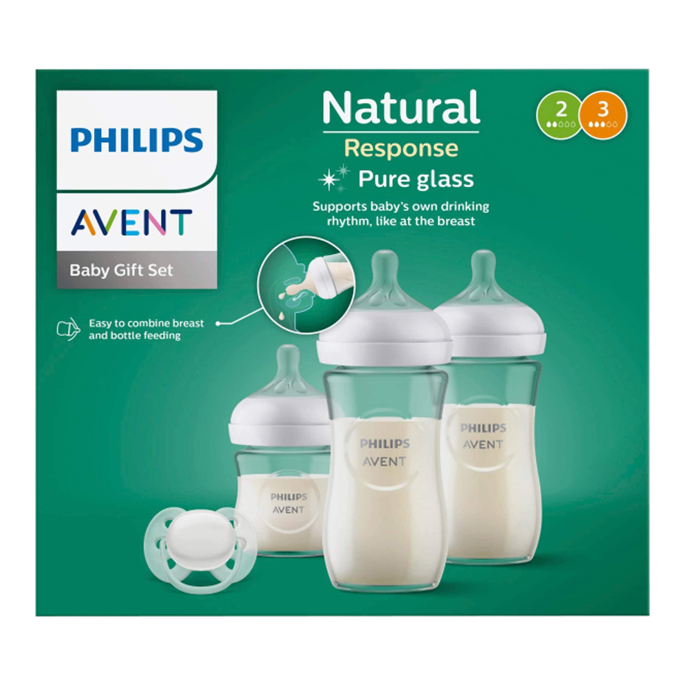 Philips Avent 4-tlg Babyflaschen-Set, Natural Response, Glas, ab Geburt