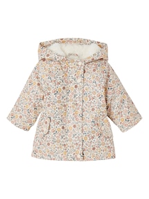 Gefütterte Mädchen Baby Regenjacke mit Blumen und Recycling-Polyester