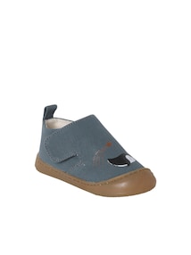 Baby Stoff-Hausschuhe mit Klett, Orca mit Sternschnuppe