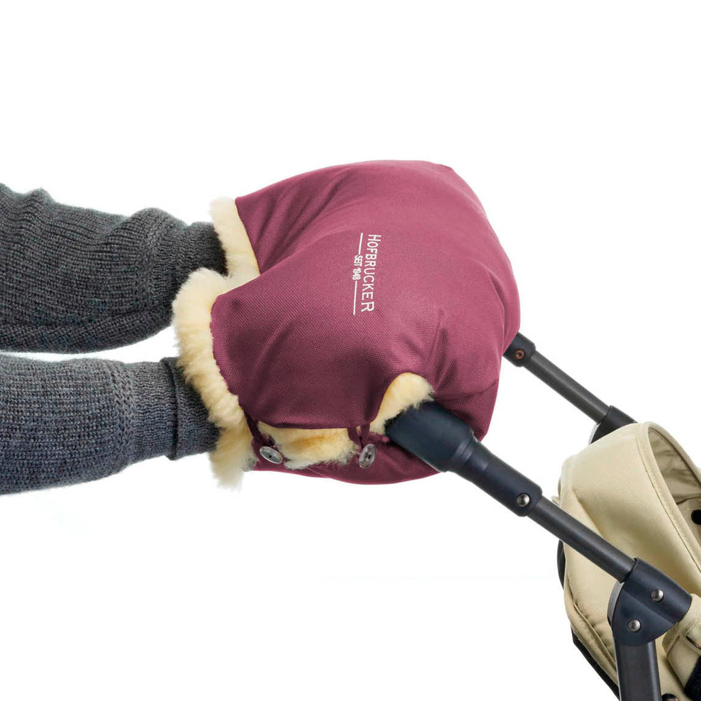 Hofbrucker Lammfell-Handwärmer für Kinderwagen Lammfell Handmuff lila
