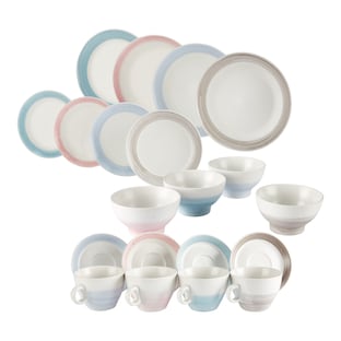 Lot assiettes et tasses «Jasmin», 16 pièces