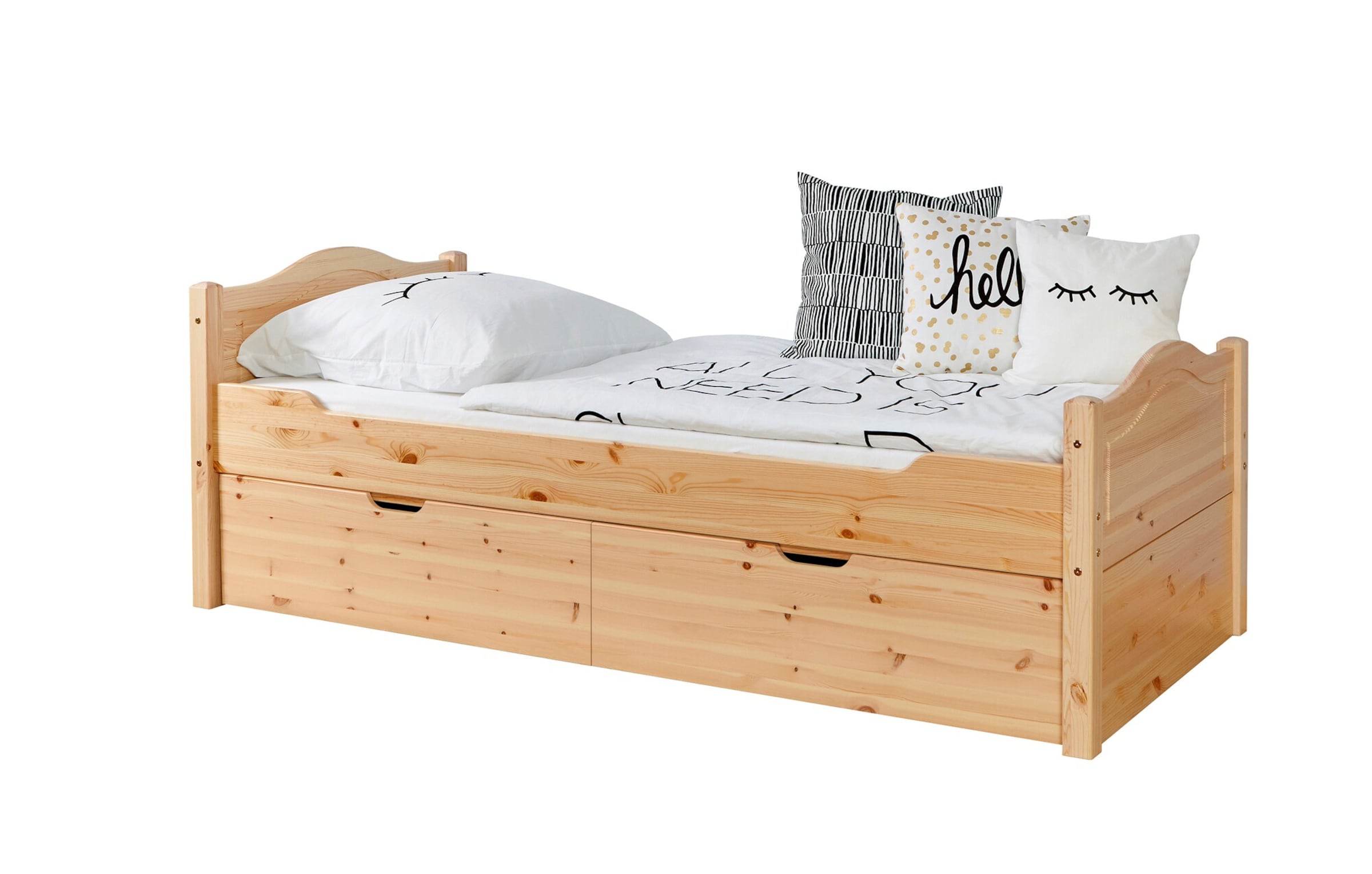 Ticaa Einzelbett "Leni" 90x200 Kiefer Natur