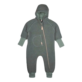 Wollwalk-Overall mit Kapuze und Klappbündchen