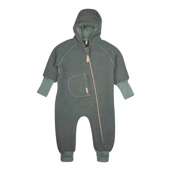 Wollwalk-Overall mit Kapuze und Klappbündchen