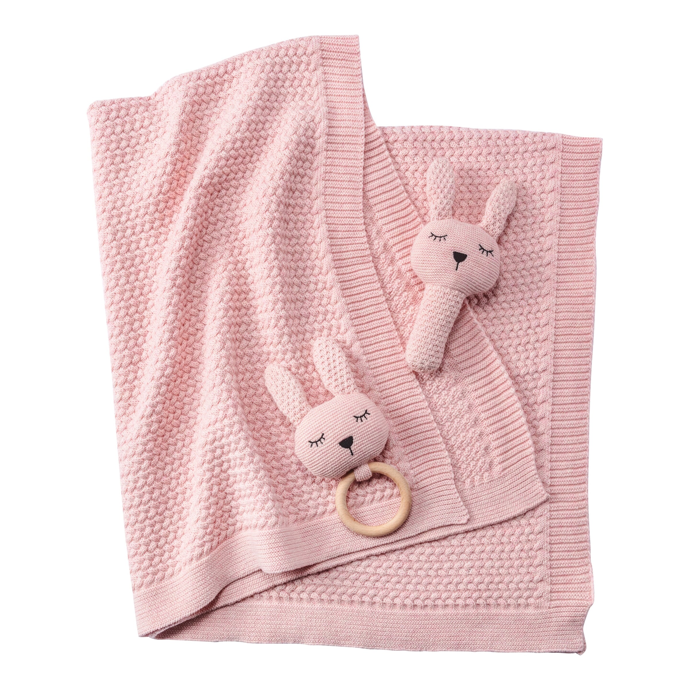 Bornino Home Babydecken-Set mit Häschen Greifling 80x100 cm