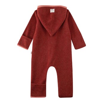 Wollfleece-Overall mit Kapuze Klappbündchen