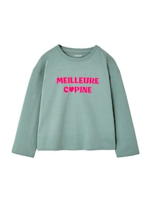 Langarmshirt mit Flockprint Mädchen, Baumwolle
