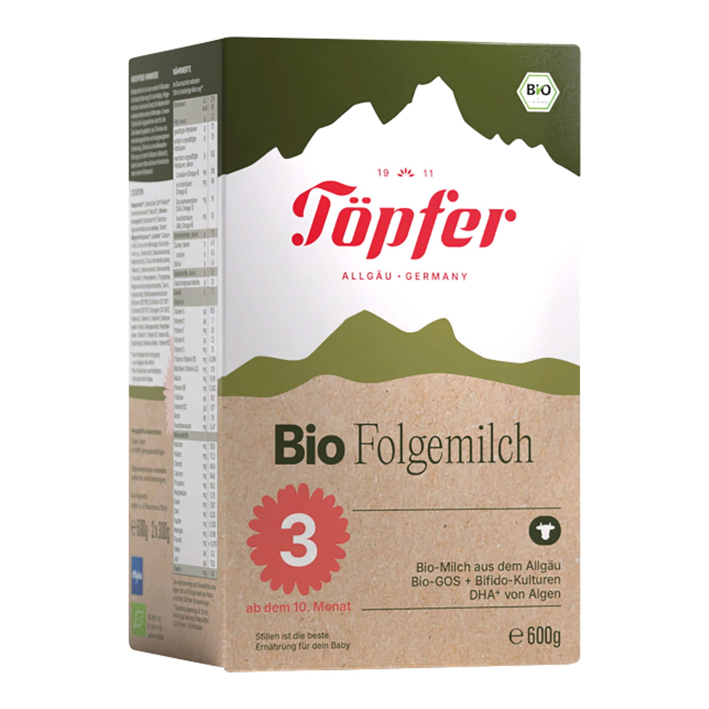 Töpfer 4er Pack Bio Folgemilch 3 600 g