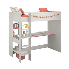 Hochbett mit Schreibtisch Smoozy 3a + 3b - Kanten Blau oder Pink (90x200)