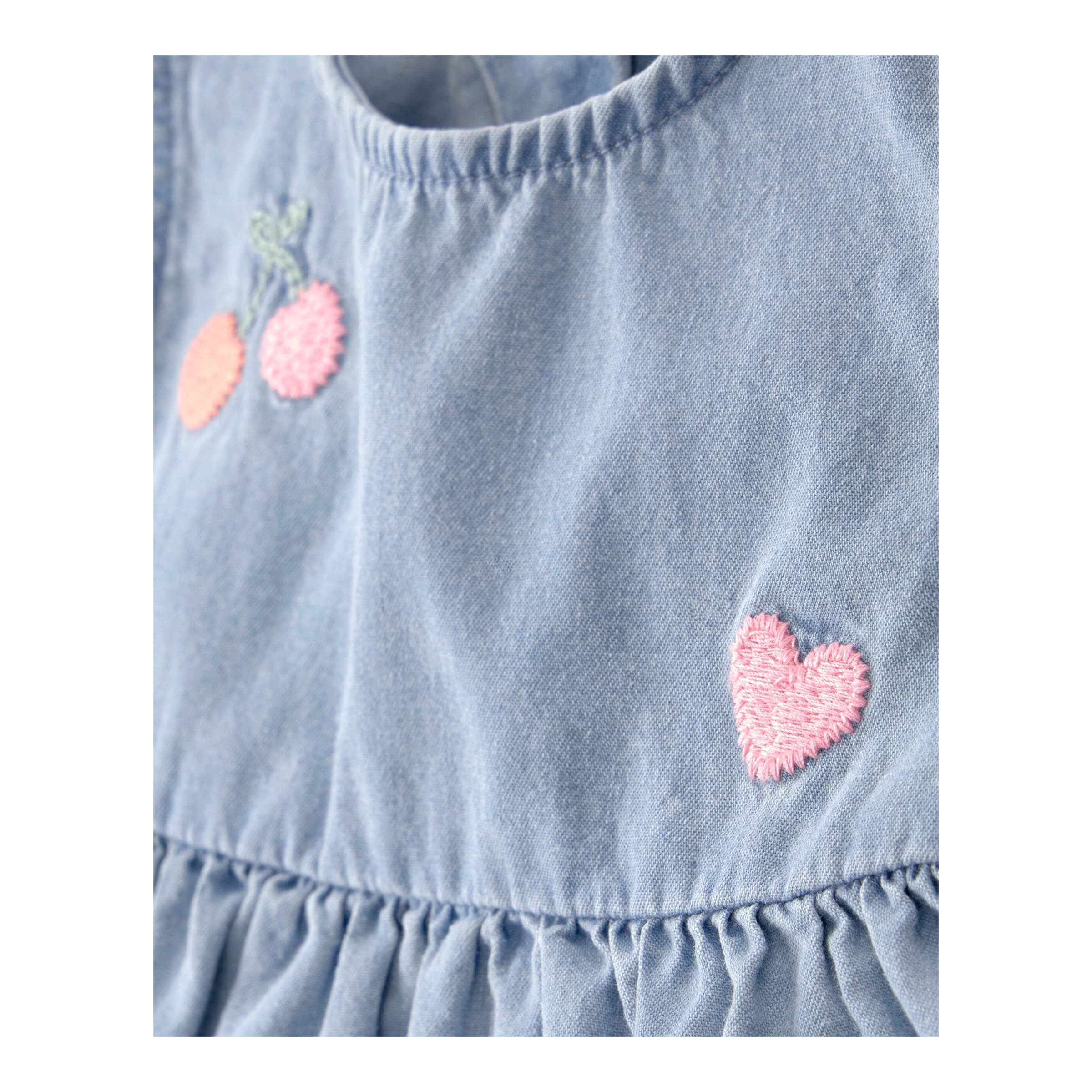 3.-tlg. Set Body Flügelarm Rippqualität, Chambray-Kleid ohne Arm und -Shorts