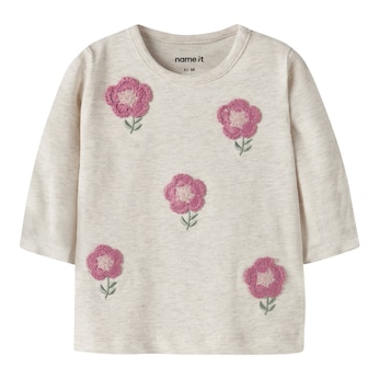 Shirt langarm Häkel-Blumen