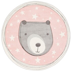 Kinder Teppich Maui Kids Pastell Rosa Bär Rund
