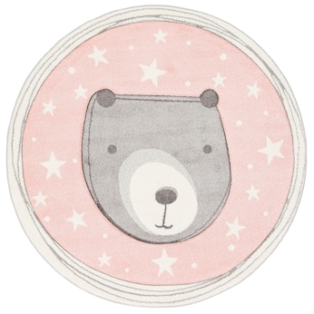 Kinder Teppich Maui Kids Pastell Rosa Bär Rund