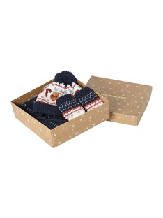 Jungen Baby Weihnachts-Geschenkset: Mütze, Fäustlinge & Rundschal