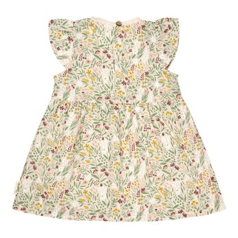 Kleid kurzarm Leinenoptik Blumen