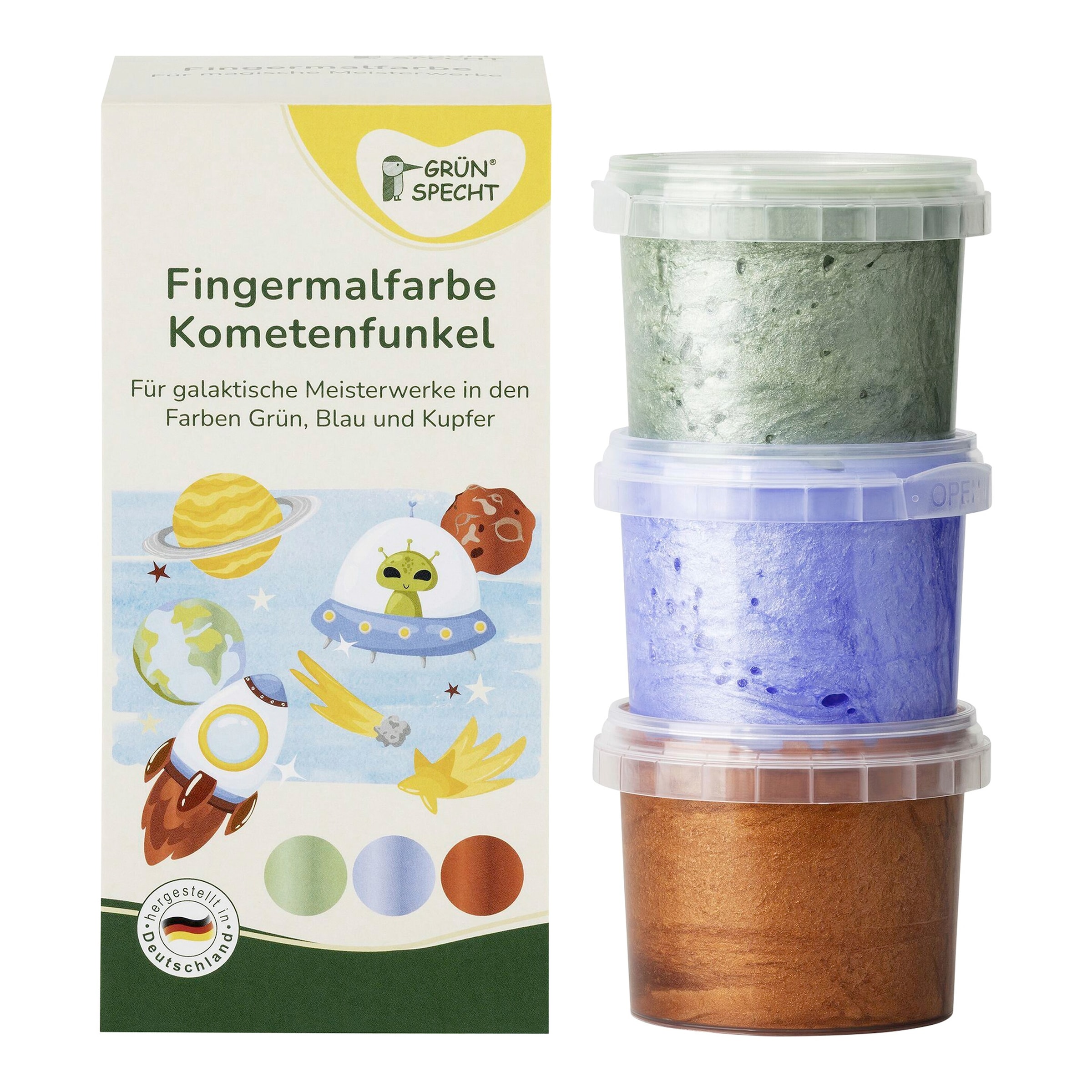 Grünspecht Fingermalfarbe Glitzerbande