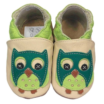 Krabbelschuhe Eule grün