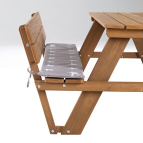 Kindersitzgruppe 'PICKNICK for 4' Outdoor +, teak, mit Lehne und Bankkissen Little Stars 