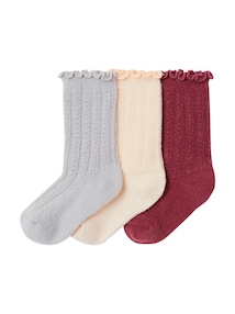 3er-Pack warme Stricksocken mit Wellenbündchen Mädchen