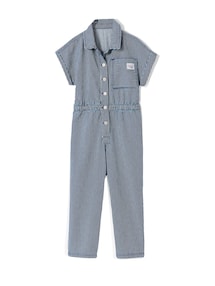 Gestreifter Jumpsuit mit Hemdkragen, Mädchen