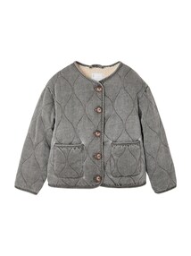 Steppjacke mit Teddyfleece-Futter & Wellensteppung Mädchen, Übergangsjacke