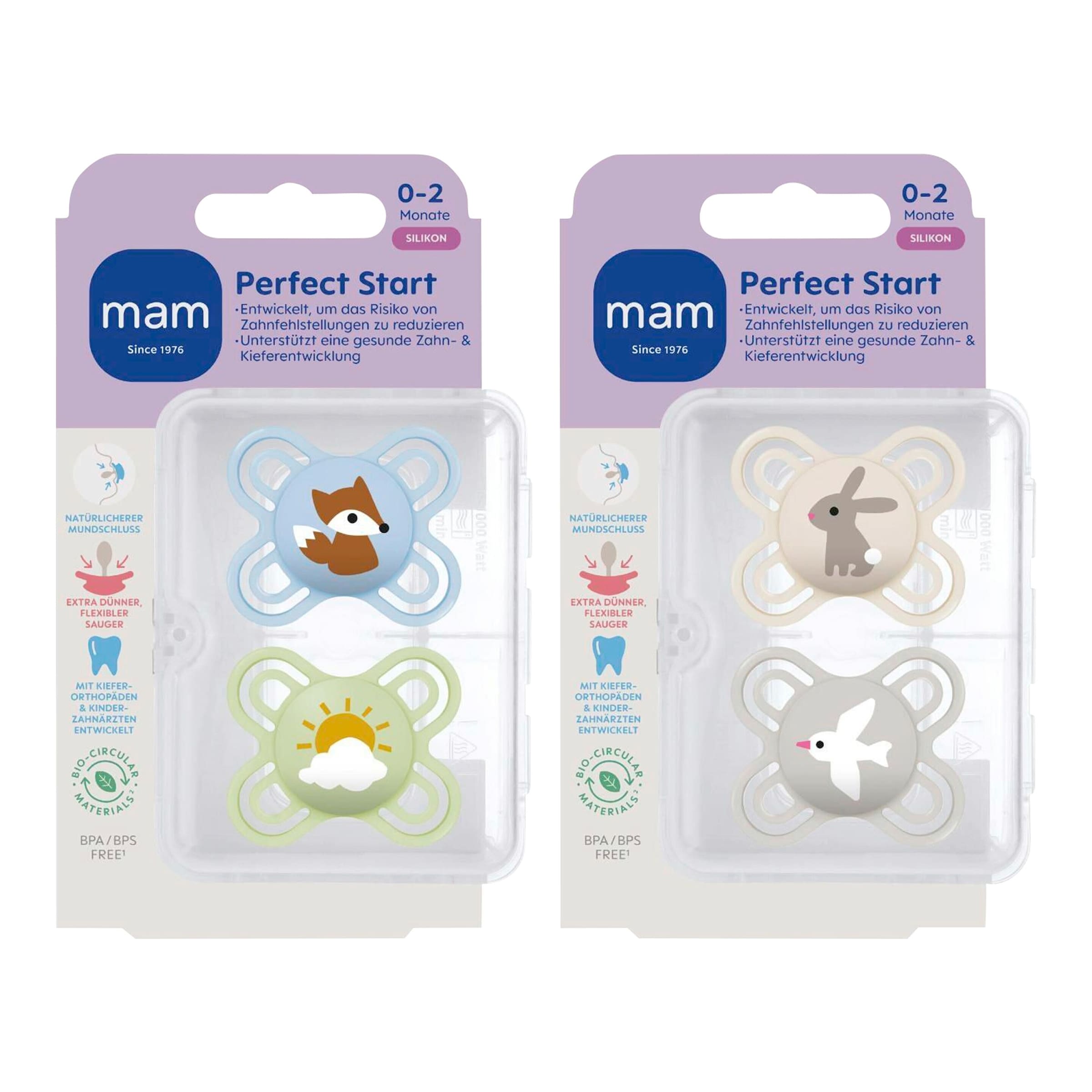 Mam 4er-Pack Schnuller Perfect Start Silikon, 0-2 M