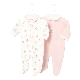 2er-Pack Nicki-Overalls Bubikragen Vogel Blumen