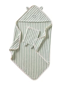 Set aus Badecape & Waschhandschuh mit Jacquardstreifen Baby