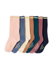 7er-Pack Mädchen Socken, Glitzerstreifen BASIC