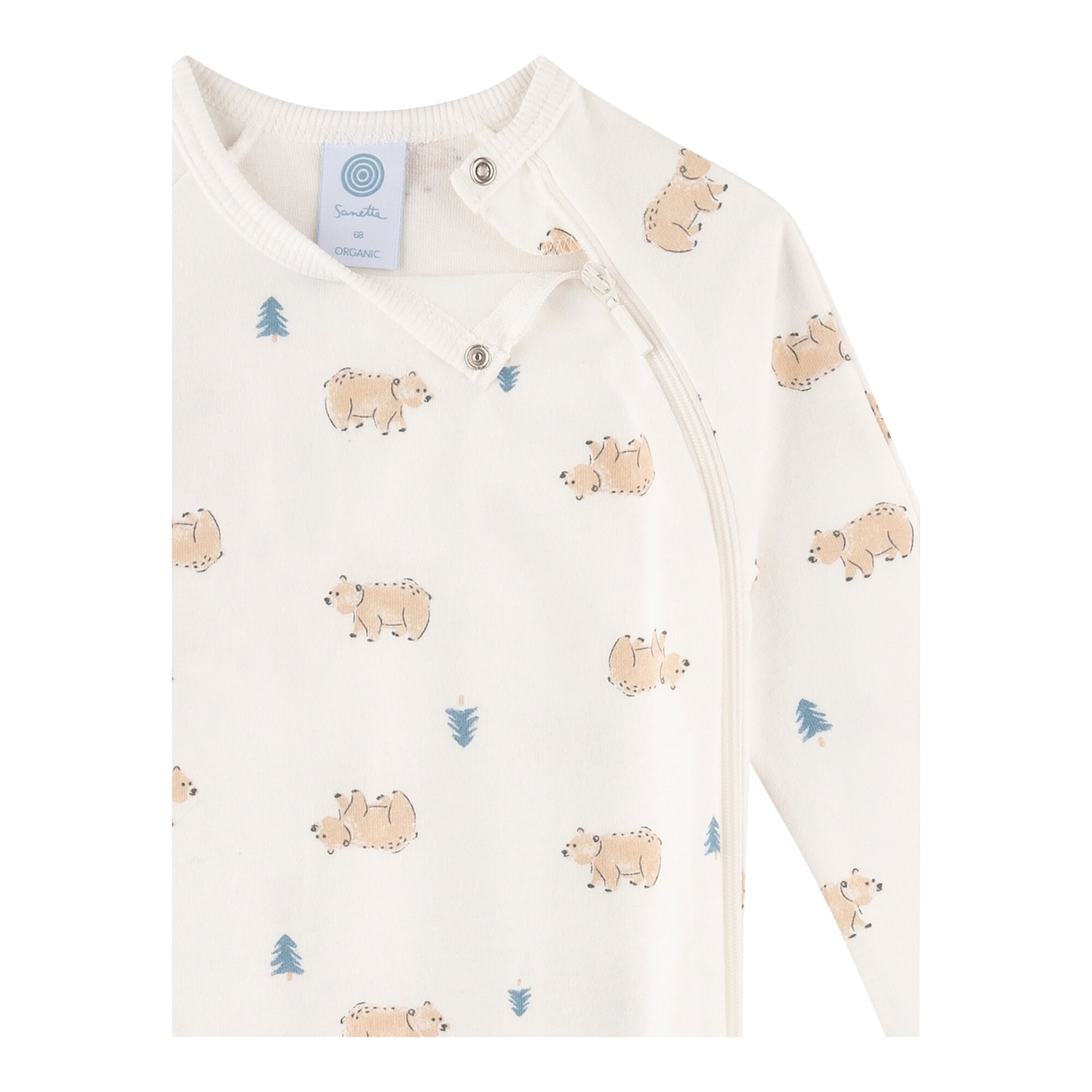 Sanetta Schlafoverall mit Klappfuß Bären natur/braun