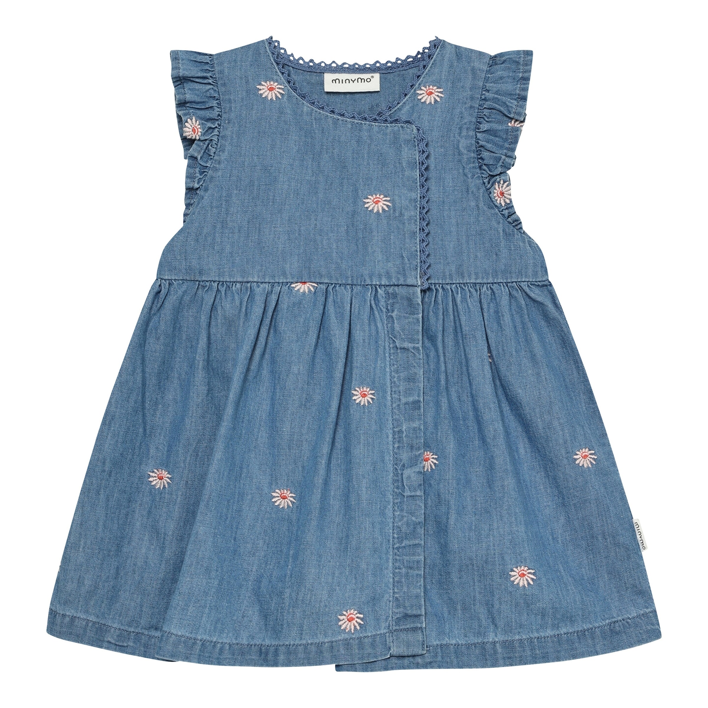 Minymo Chambray-Kleid ohne Arm Blumen