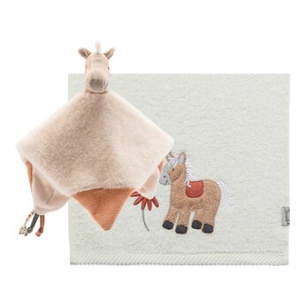 2-tlg. Geschenkset mit Rassel und Handtuch Pferd Sunny