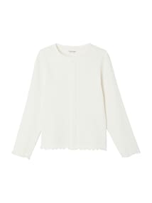 Langarmshirt aus Ripp Mädchen, Zierknopfleiste