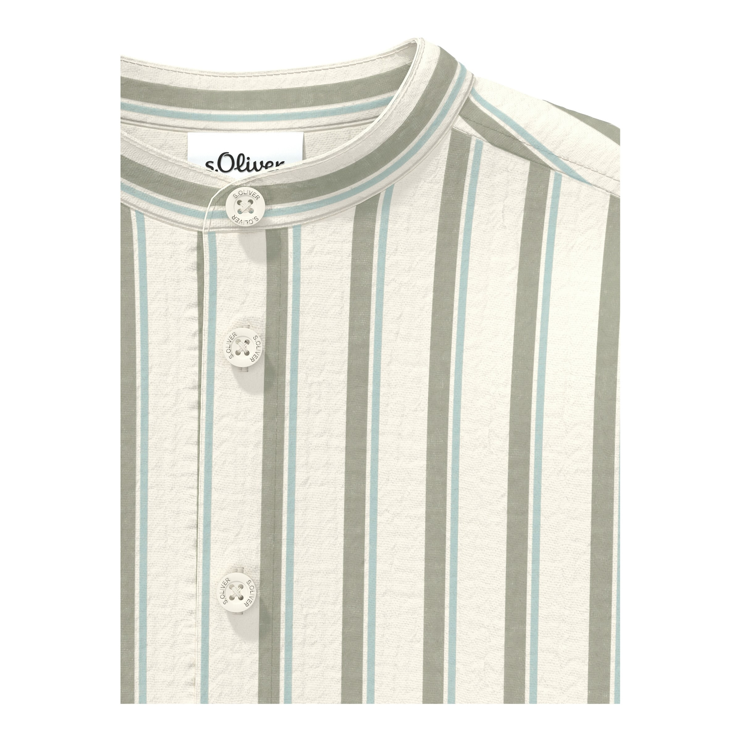 Musselin-Hemd langarm mit Stehkragen Ringel