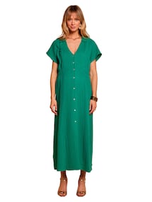 Langes Hemdblusenkleid für Schwangerschaft und Stillzeit, Bio-Baumwolle