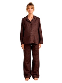 Flanell-Schlafanzug Leo-Print für Schwangerschaft und Stillzeit
