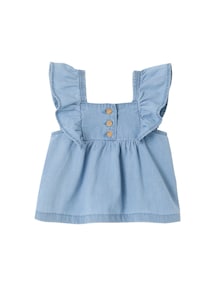 Mädchen Baby Jeansbluse mit Flügelärmeln