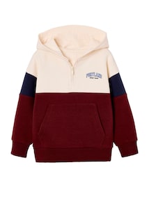Kapuzensweatshirt Jungen im Colorblock-Look, Recycling-Polyester