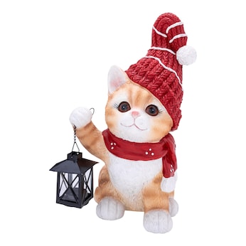 Gartenfigur "Weihnachtskatze Simba"