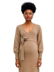Umstands-Maxikleid aus meliertem Strick
