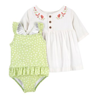 2-tlg. Set Badeanzug und Kleid kurzarm